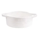 Cotton 8x3 Inch Round Bedside Organizer With Out Lid (White) - Image 4