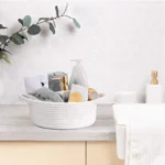 Cotton 8x3 Inch Round Bedside Organizer With Out Lid (White) - Image 2