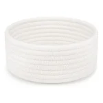 Cotton 8x3 Inch Round 1 Pcs Bedside Organizer With Out Lid (White) - Image 3
