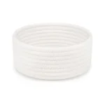 Cotton 8x3 Inch Round 1 Pcs Bedside Organizer With Out Lid (White)
