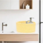 Cotton 8x3 Inch Round 1 Pcs Bedside Organizer With Out Lid (Yellow) - Image 2
