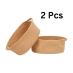 Cotton 2 Pcs 10x7x4 Inch Oval Storage Basket For Clothes (Beige) - Image 3