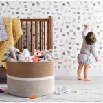 Cotton Dori 16x14 Inch Storage Basket For Clothes With Out Lid (Beige-Beige-White) - Image 3