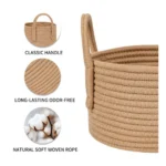 Cotton Pack Of_1 Basket 7x5 Inch Storage Basket For Clothes (Beige) - Image 2