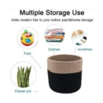 Cotton Flower Pot With Out Lid (Beige-Black) - Image 2
