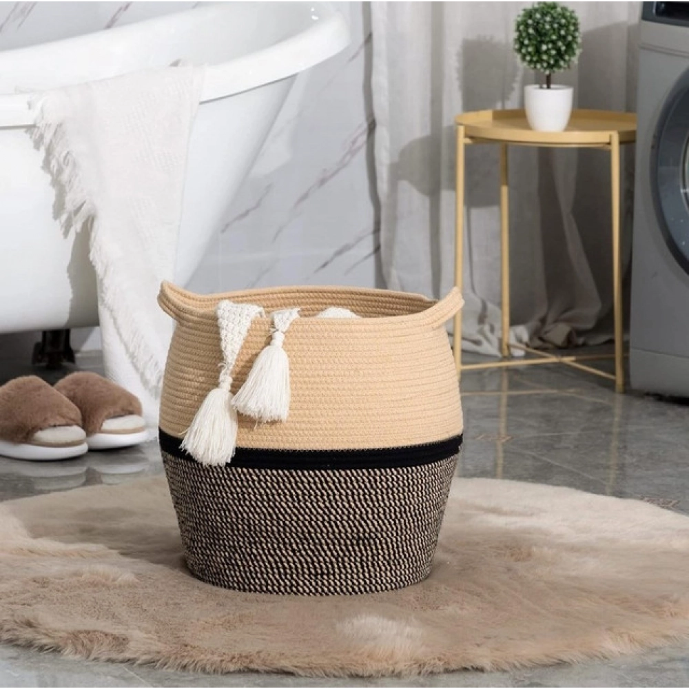 PID-66391-Cotton-Pack-Of-1-Matka-14x12-Inch-Storage-Basket-For-Clothes-With-Out-Lid-Beige-Black-4-1000x1000-1.webp Cotton Matka 14x12 Inch Storage Basket For Clothes With Out Lid (Beige-Black) - Image 1