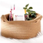 Cotton Pack Of_1 Cat Basket 8x4 Inch Storage Basket For Clothes (Beige) - Image 2