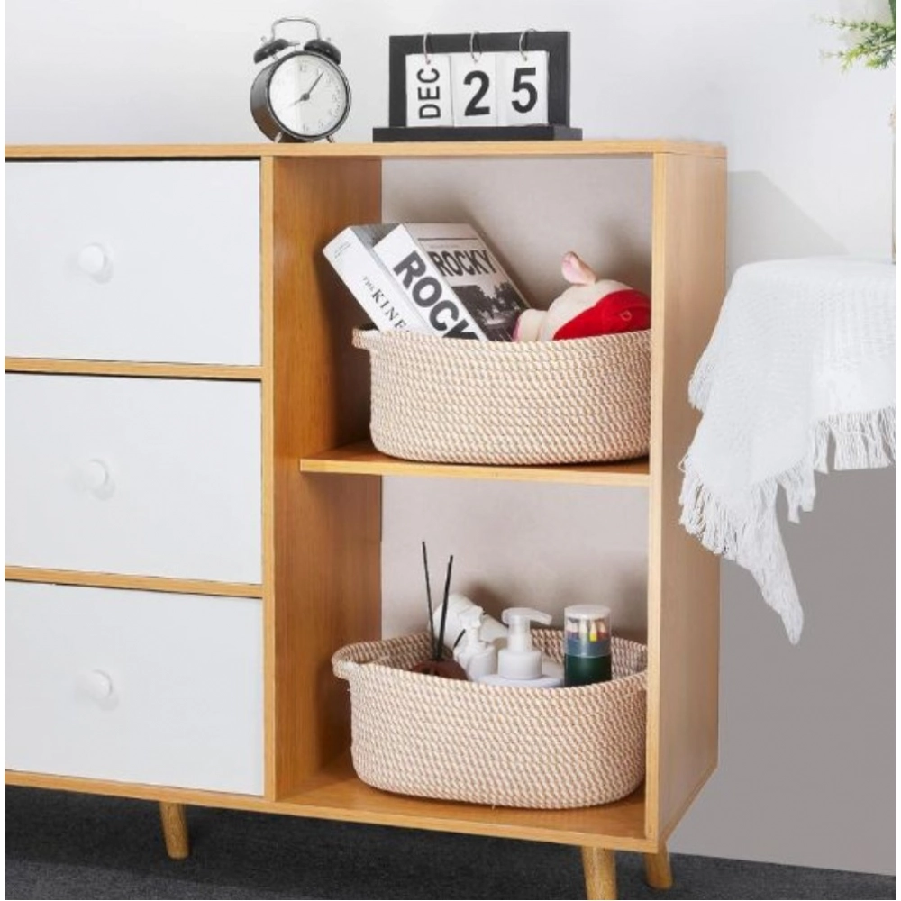 PID-66395-Cotton-Pack-Of-1-2-Pcs-10x7x4-Inch-Oval-Storage-Basket-For-Clothes-Beige-3-1000x1000-1.webp Cotton 2 Pcs 10x7x4 Inch Oval Storage Basket For Clothes (Beige) - Image 1