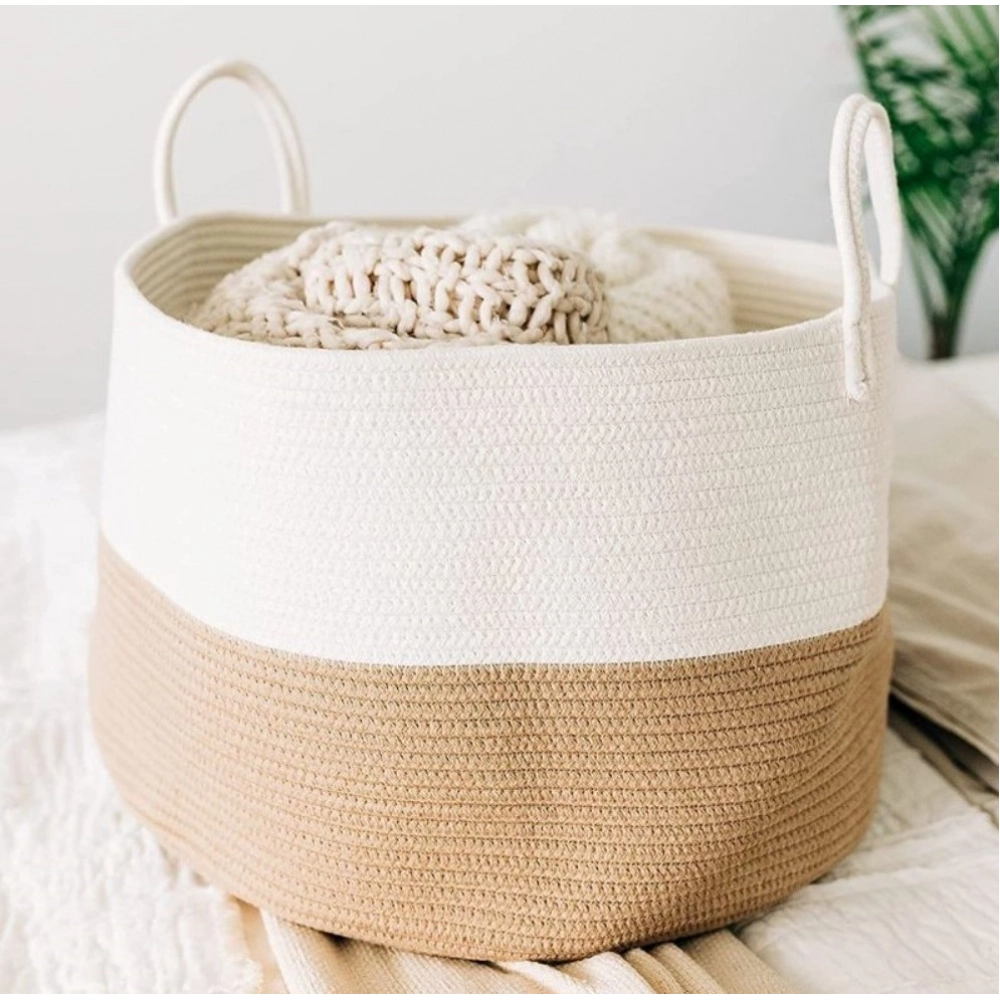 PID-66397-Cotton-Pack-Of-1-12x14-Inch-Laundry-Storage-Basket-For-Clothes-Beige-1-1000x1000-1.webp Cotton Pack Of_1 12x14 Inch Laundry Storage Basket For Clothes (Beige-White) - Image 1