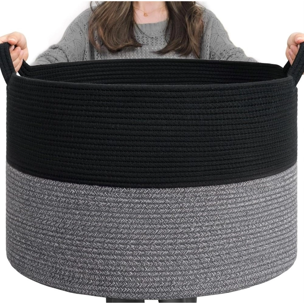 PID-66401-Cotton-Pack-Of-1-16x14-Inch-Storage-Basket-For-Clothes-With-Out-Lid-Black-1-1000x1000-1.webp Cotton Pack Of_1 16x14 Inch Storage Basket For Clothes With Out Lid (Black-Gray) - Image 1