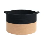 Cotton Pack Of_1 16x14 Inch Storage Basket For Clothes With Out Lid (Black-Beige) - Image 4