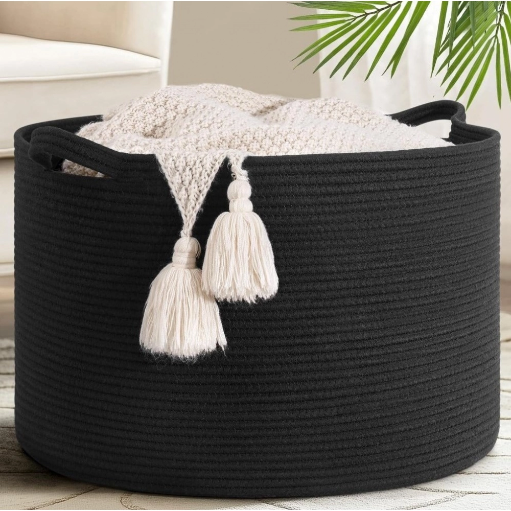 PID-66405-Cotton-Pack-Of-1-Basket-14x12-Inch-Storage-Basket-For-Clothes-With-Out-Lid-Black-1-1000x1000-1.webp Cotton Basket 14x12 Inch Storage Basket For Clothes With Out Lid (Black) - Image 1