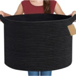 Cotton Pack Of_1 14x12 Inch Storage Basket For Clothes With Out Lid (Black) - Image 4