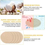 Cotton Rope Drink Coasters 6 Pcs Set (Cream) - Image 3
