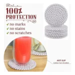 Cotton Rope Drink Coasters 6 Pcs Set (Grey-White) - Image 3