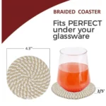Cotton Rope Drink Coasters 6 Pcs Set (Beige-White) - Image 3
