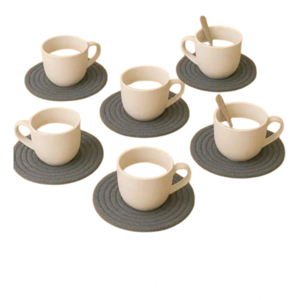 PID-66421-Cotton-Pack-Of-1-Rope-Drink-Coasters-6-Pcs-Set-With-Out-Lid-Gray-3-1000x1000-1.webp Cotton Rope Drink Coasters 6 Pcs Set (Gray) - Image 1