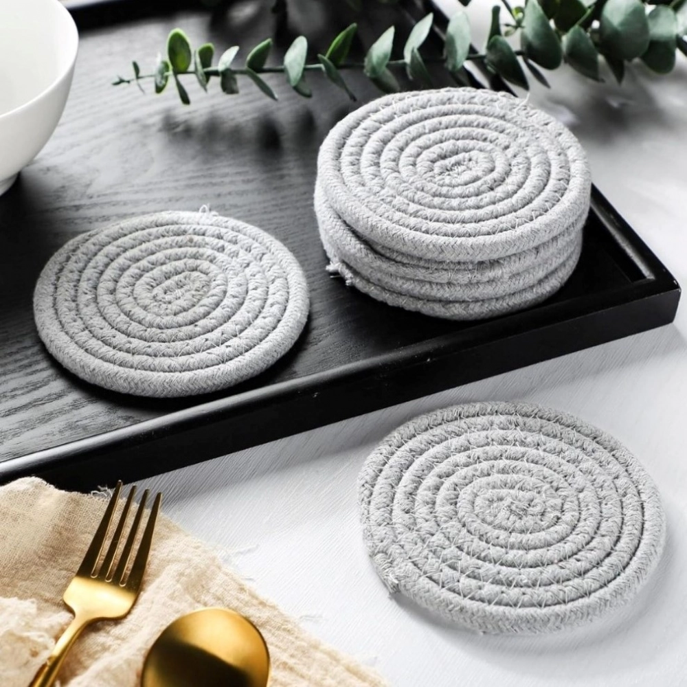 PID-66422-Cotton-Pack-Of-1-Rope-Drink-Coasters-6-Pcs-Set-Grey-2-1000x1000-1.webp Cotton Rope Drink Coasters 6 Pcs Set (Grey) - Image 1