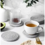 Cotton Rope Drink Coasters 6 Pcs Set (Grey) - Image 2