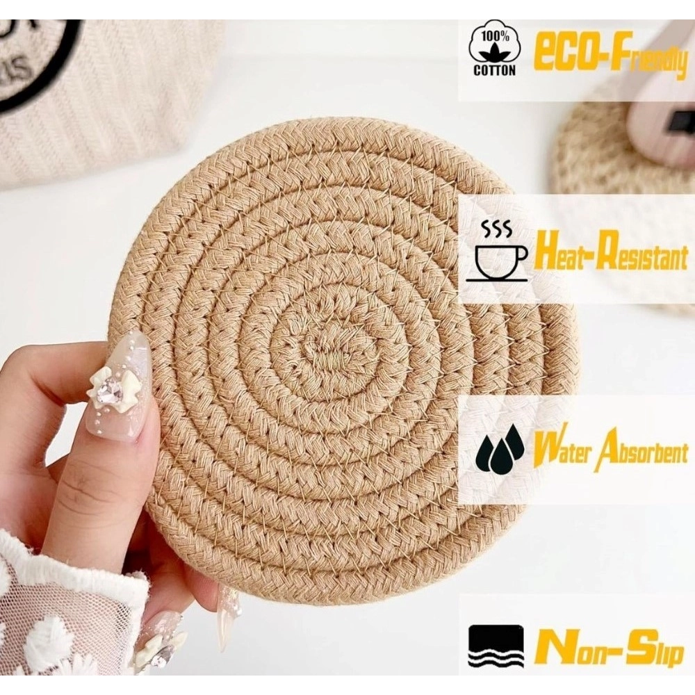 PID-66423-Cotton-Pack-Of-1-Rope-Drink-Coasters-6-Pcs-Set-Multicolor-3-1000x1000-1.webp Cotton Rope Drink Coasters 6 Pcs Set (Multicolor) - Image 1