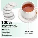 Cotton Rope Drink Coasters 6 Pcs Set (White) - Image 3