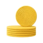 Cotton Rope Drink Coasters 6 Pcs Set (Yellow) - Image 3