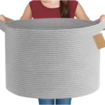 Cotton Pack Of_1 14x12 Inch Storage Basket For Clothes With Out Lid (Gray) - Image 4