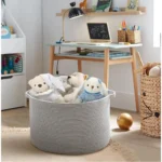 Cotton Pack Of_1 14x12 Inch Storage Basket For Clothes With Out Lid (Gray) - Image 3