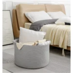 Cotton Pack Of_1 14x12 Inch Storage Basket For Clothes With Out Lid (Gray) - Image 2