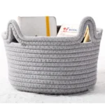 Cotton Pack Of_1 Cat Basket 8x4 Inch Storage Basket For Clothes (Grey) - Image 3