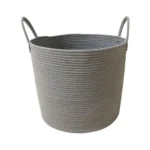 Cotton Pack Of_1 12x14 Inch Laundry Storage Basket For Clothes (Grey) - Image 3