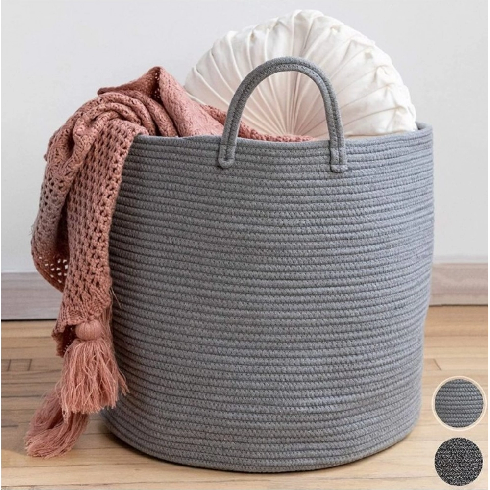PID-66430-Cotton-Pack-Of-1-12x14-Inch-Laundry-Storage-Basket-For-Clothes-Grey-2-1000x1000-1.webp Cotton Pack Of_1 12x14 Inch Laundry Storage Basket For Clothes (Grey) - Image 1