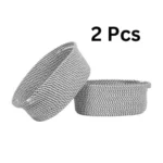 Cotton 10x7x4 Inch 2 Pcs Oval Storage Basket For Clothes (Grey) - Image 3