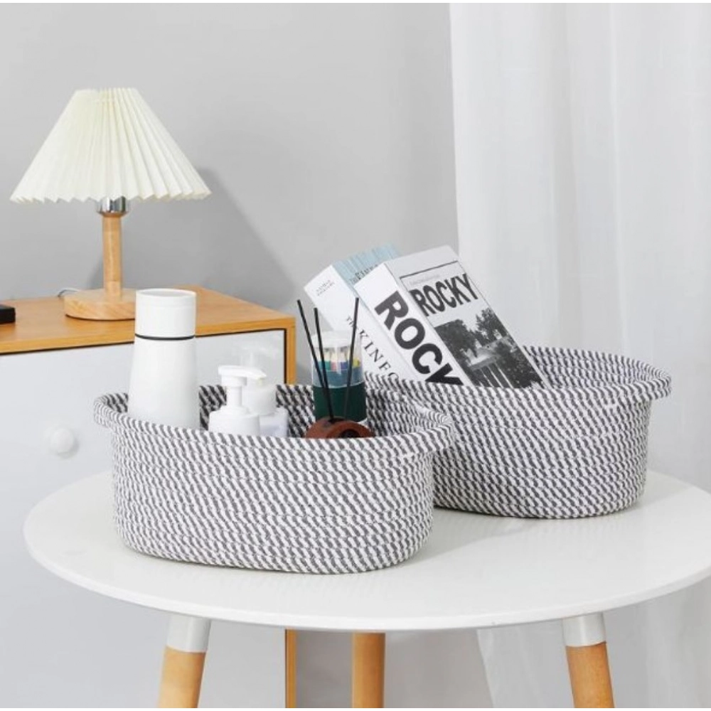 PID-66432-Cotton-Pack-Of-1-10x7x4-Inch-2-Pcs-Oval-Storage-Basket-For-Clothes-Grey-3-1000x1000-1.webp Cotton 10x7x4 Inch 2 Pcs Oval Storage Basket For Clothes (Grey) - Image 1