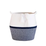 Cotton Matka 14x12 Inch Storage Basket For Clothes With Out Lid (Gray-White) - Image 4
