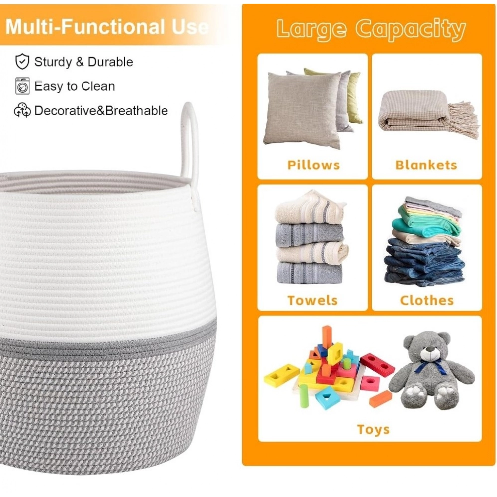 PID-66437-Cotton-Pack-Of-1-Matka-With-Handle-14x12-Inch-Storage-Basket-For-Clothes-With-Out-Lid-Gr-1000x1000-1.webp Cotton Matka With Handle 14x12 Inch Storage Basket For Clothes With Out Lid (Gray-White) - Image 1