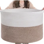 Cotton Pack Of_1 16x14 Inch Storage Basket For Clothes With Out Lid (Kidi-White) - Image 4