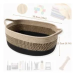 Cotton Pack Of_1 Baby Basket 15x6 Inch Storage Basket For Clothes (Brown) - Image 2