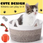 Cotton Pack Of_1 Cat Basket 8x4 Inch Storage Basket For Clothes (Multicolor)