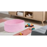 Cotton Oval 10x7x5 Inch Bedside Organizer With Out Lid (Pink) - Image 3