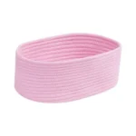 Cotton Oval 10x7x5 Inch Bedside Organizer With Out Lid (Pink)