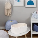 Cotton Oval 10x7x5 Inch Bedside Organizer With Out Lid (White) - Image 3