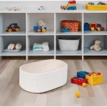 Cotton Oval 10x7x5 Inch Bedside Organizer With Out Lid (White) - Image 2