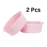 Cotton 10x7x4 Inch2 Pcs Oval Storage Basket For Clothes (Pink) - Image 3