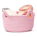 Cotton Pack Of_1 Cat Basket 8x4 Inch Storage Basket For Clothes (Pink) - Image 2