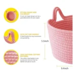 Cotton Pack Of_1 Plain Cat Basket 9x5 Inch (Pink) - Image 3
