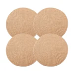 Cotton Dining Table Round Placemat Mats Set of 4 (Beige) - Image 4