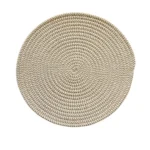 Cotton Dining Table Round Placemat Mats Set of 4 (Beige-White) - Image 3