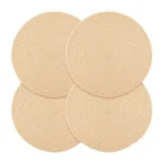 Cotton Dining Table Round Placemat Mats Set of 4 (Cream) - Image 4
