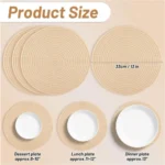 Cotton Dining Table Round Placemat Mats Set of 4 (Cream) - Image 2